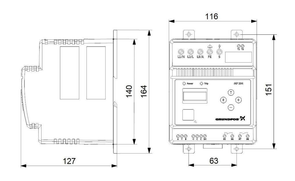 Modul GRUNDFOS MP204 elektroniczny układ zabepieczający