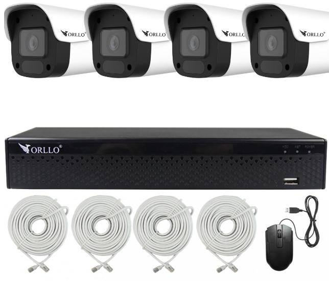 Kit de surveillance de 4 caméras PoE extérieures ORLLO ECO BULLET