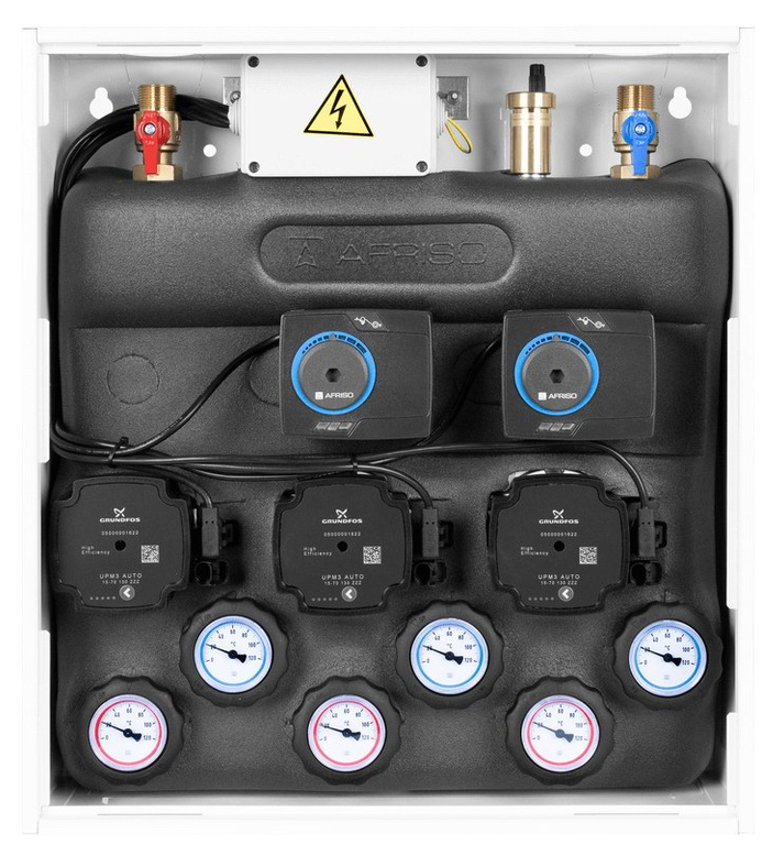 Mischset PrimoBox AZB 355 im Schrank, ohne Mischen, 2x Drehventil mit Stellantrieb ARM 141