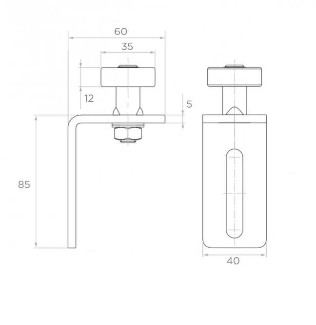 Guide roller with a diameter of 35 mm, model PSG 60.043, adjustable