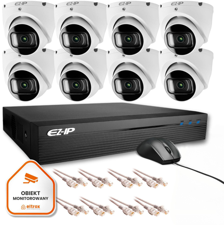 Surveillance set of 8 IP dome cameras EZ-IP by Dahua reliable 2K protection