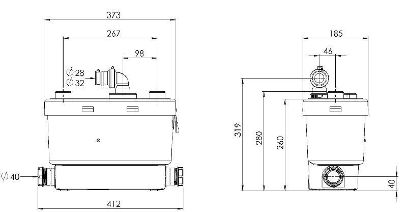Sanivite Sil pump per lavastoviglie, lavanderia e bagno senza WC