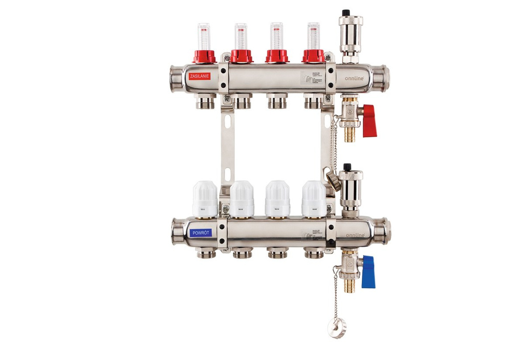 Armed stainless steel manifold Onnline INOX (type K5) number of circuits 4