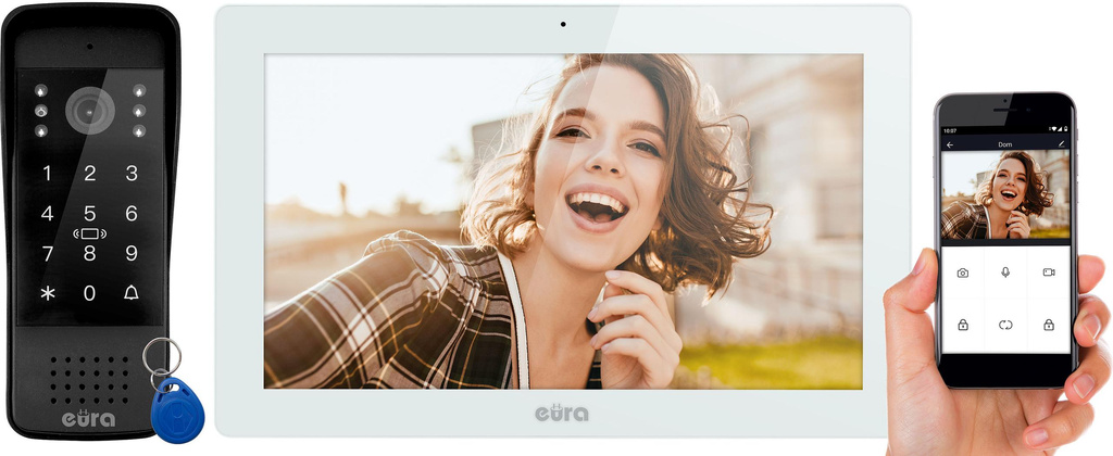 EURA VDP-86A3 VIDEODOMOFON - 10" Monitor weiß TUYA