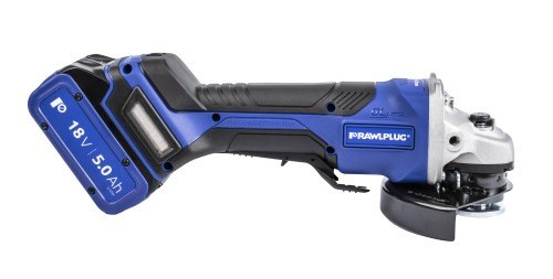 Sarokcsiszoló 18V 125mm lapátos sebességszabályozó 2 újratölthető 5Ah akkumulátorok töltő tok RawlCase