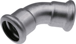 Coude 45 degrés Inox en acier inoxydable diamètre 108 mm pour les systèmes de ventilation et de cheminée
