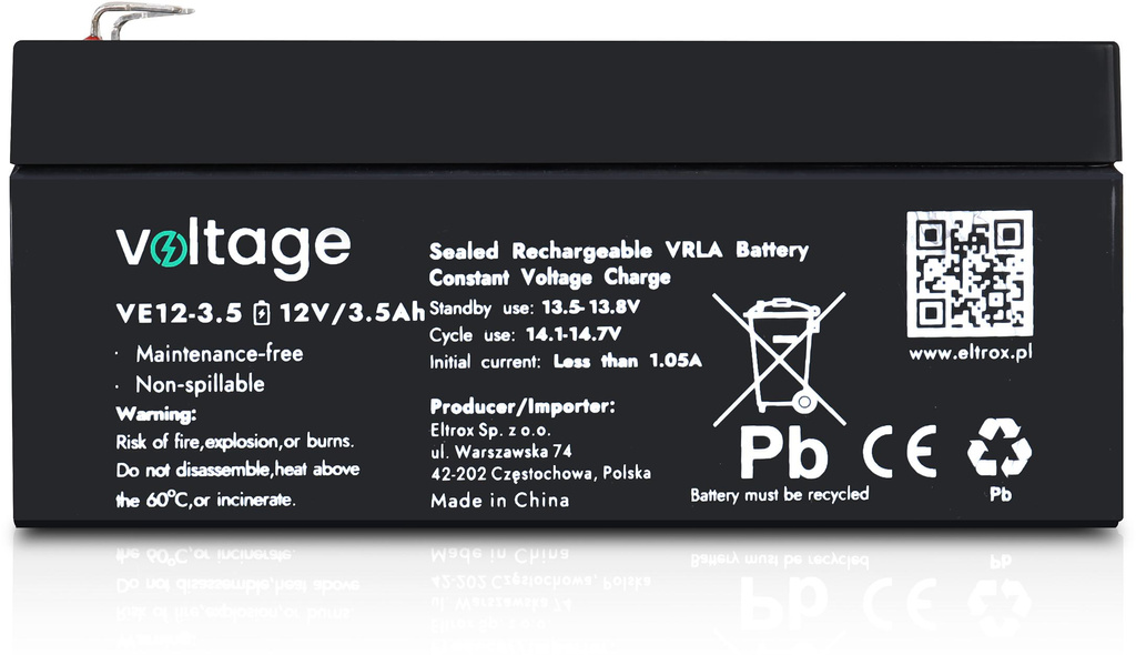 AGM Spanning 12V 3.5Ah VE12-3.5 Accu
