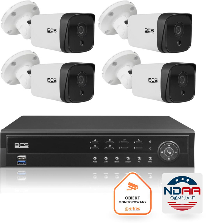 BCS Ultra IP Surveillance Kit 4 IP Cameras BCS-U-TIP38FSR3 6TB NDAA compliant DVR