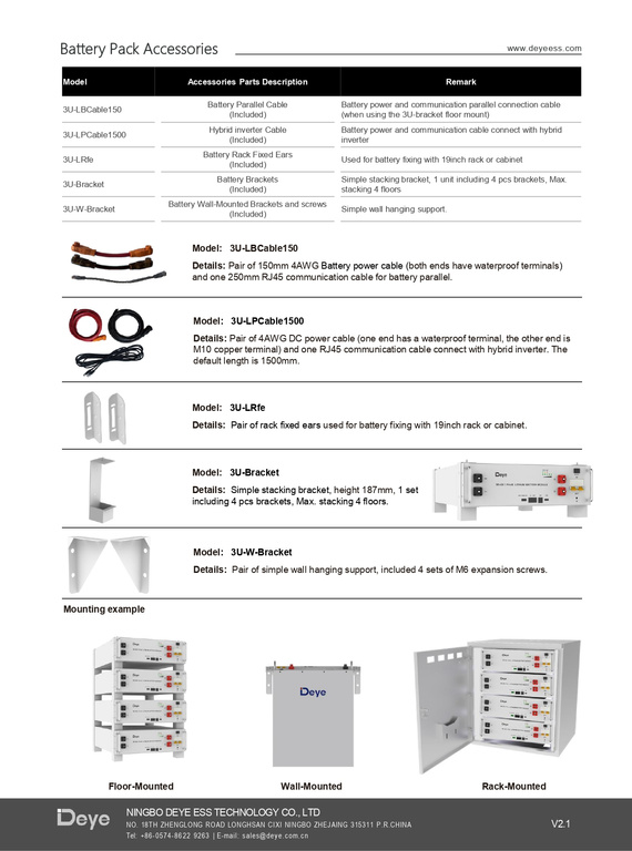 Deye SE-G5.1 PRO-B, batterie LiFePO4 de 5,12 kWh, série basse tension (LV), BMS intégré