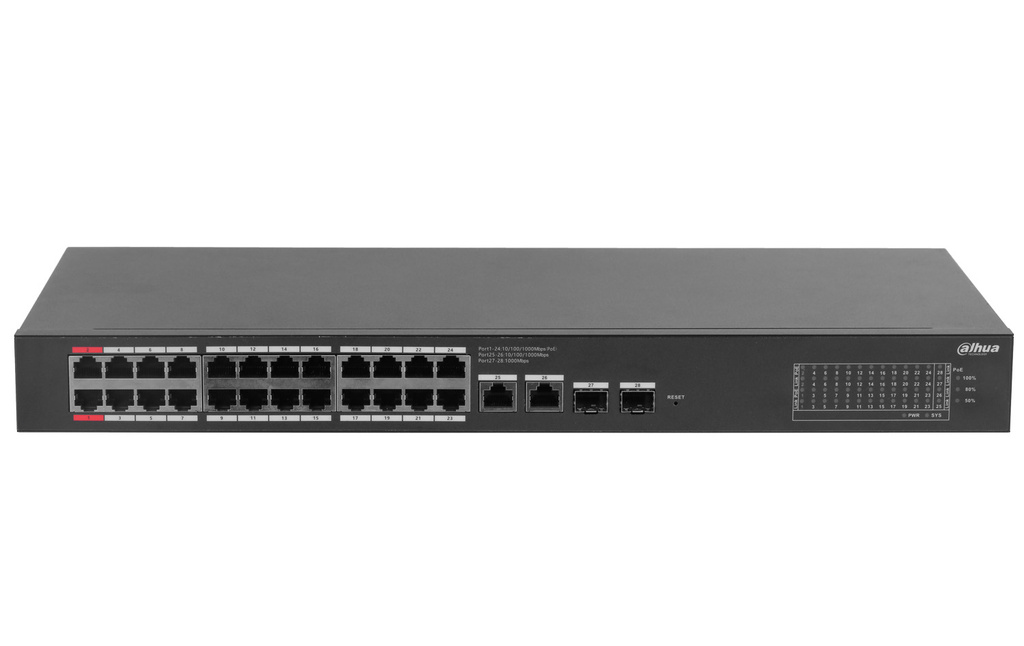 CS4228-24GT-375 - switch gigabit PoE 24-port + 2 RJ45 + 2 SFP