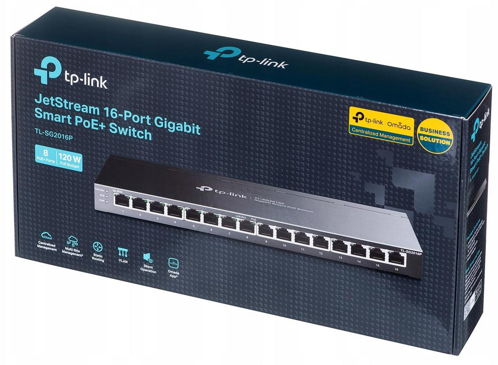 Switch TP-Link TL-SG2016P cu 8 porturi PoE+ pentru rețele Ethernet