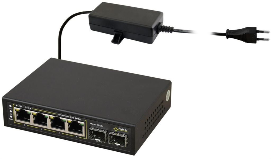 POE SWITCH 4+2SFP PULSAR SFG64