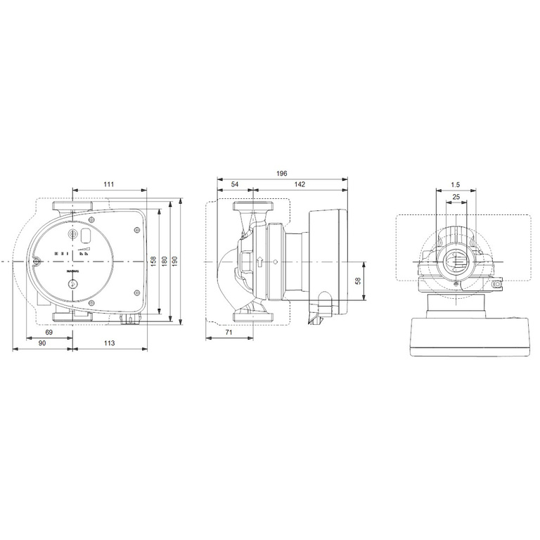 Pompa di circolazione elettronica Grundfos Magna1 25-60 N 180 1x230V PN10 99221224