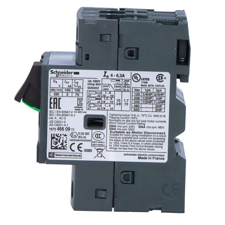 Magnetic-thermal motor circuit breaker 4.0-6.3A