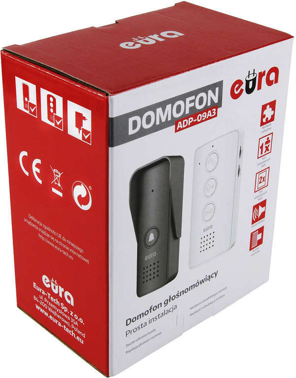 EURA ADP-09A3 black hands-free intercom