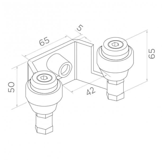 PSG 60.022 42mm top handle for sliding gates with two rollers
