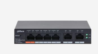 Switch Le Dahua CS4006-4ET2ET-60 est un commutateur de bureau à 6 ports géré par le cloud avec 4 ports PoE.