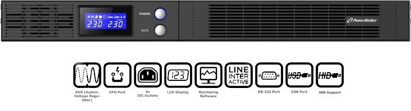 UPS ZASILACZ AWARYJNY PowerWalker VI 750 R1U