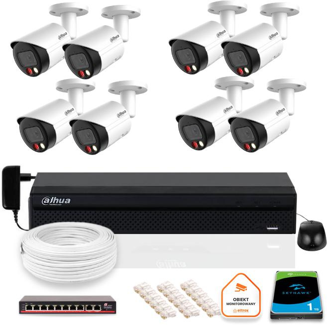 DAHUA IP-övervakningssats 8x kamera IPC-HFW2849S-S-IL-0280B 8MPX