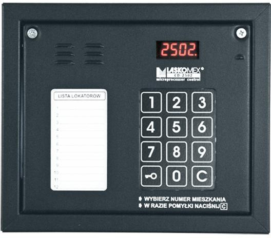 Laskomex CP-2502NR black Audio panel with mini tenant list and with RFID key reader