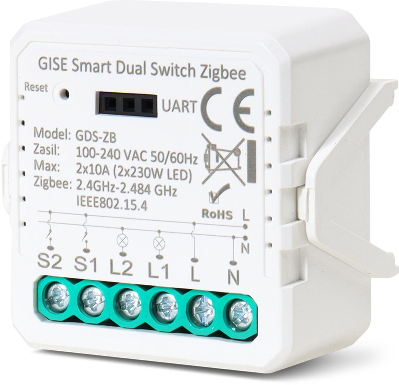 GISE Smart dubbelrelämodul Zigbee | Tuya | GDS-ZB