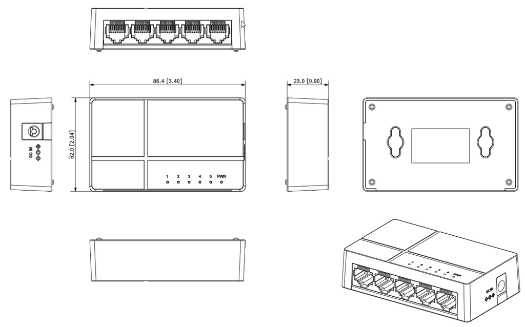 Dahua PFS3005-5GT-L-V2 five-port PoE switch