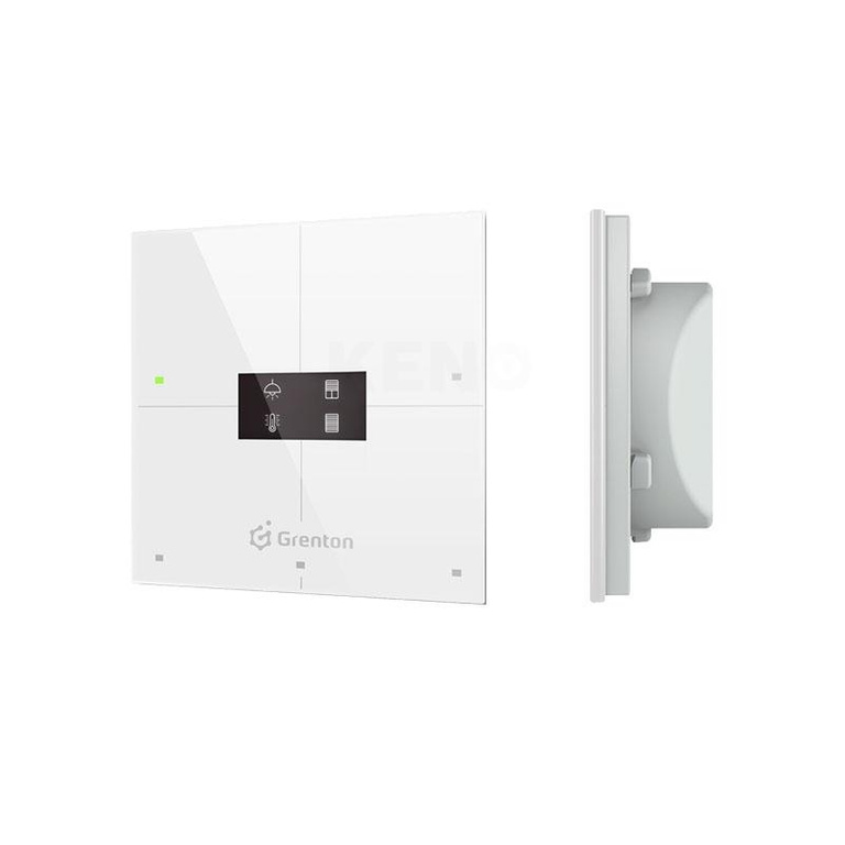 Grenton Smart Panel / 4 Touchfelder / OLED-Display / TF-Bus / weiße Glasfront