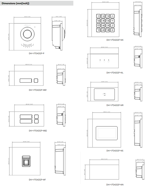 DAHUA 2-knops module VTO4202F-MB2