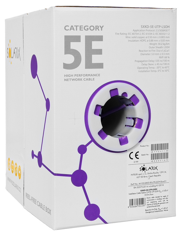 Kabel LAN U/UTP kat.5e Solarix SXKD-5E-UTP-LSOH