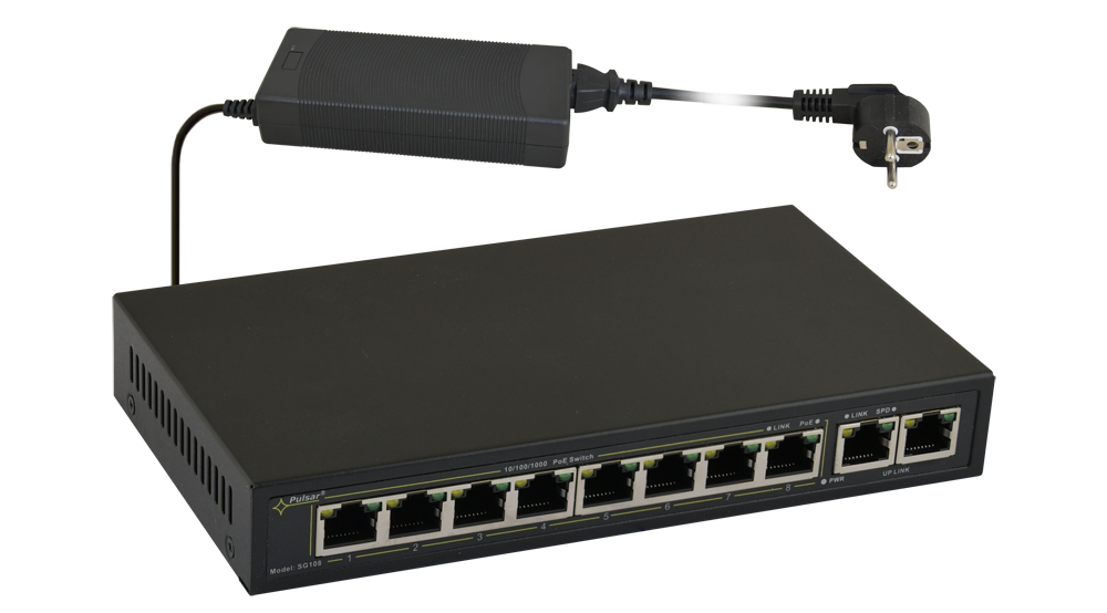 Switch POE PULSAR SG108 10-PORTS (8xPoE + 2xUPLINK)