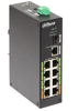 Switch Dahua LR2110-8ET-120-V2 10-portowy 8x PoE 1x uplink 1x SFP 120W niezarządzalny przemysłowy