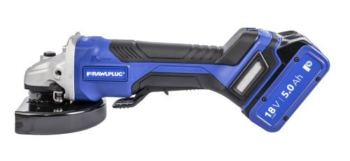 Vinkelslip 18V 125mm paddelhastighetsreglering 2 uppladdningsbara 5Ah batterier laddningsväska RawlCase