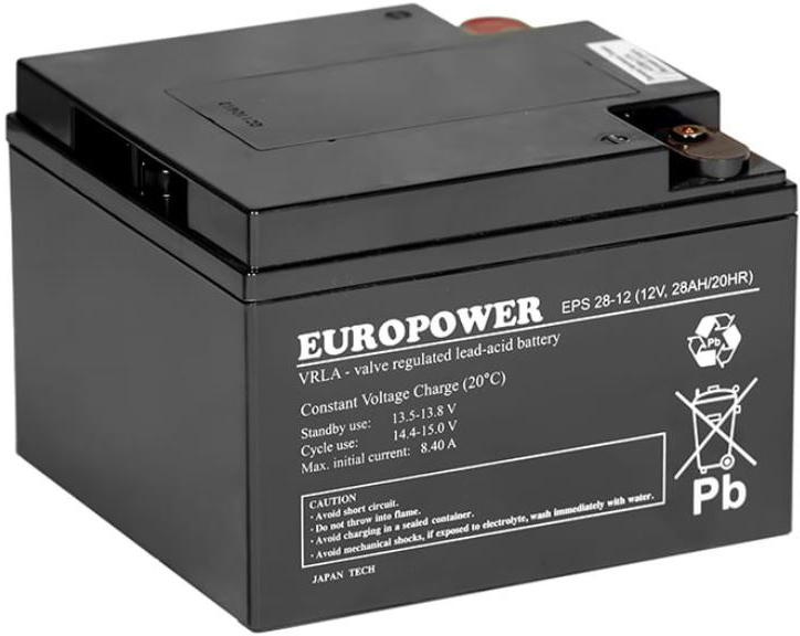 Batteria AGM EUROPOWER EPS 12V 28Ah con una durata di 8-12 anni