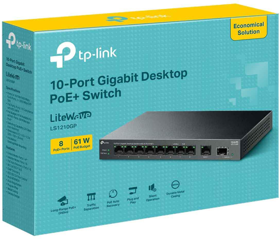Switch TP-Link LS1210GP 8-poorts Gigabit PoE+ Beheerd