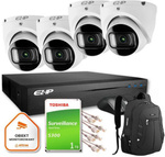 Kit de surveillance de 4 caméras dômes IP EZ-IP de Dahua protection fiable 2K