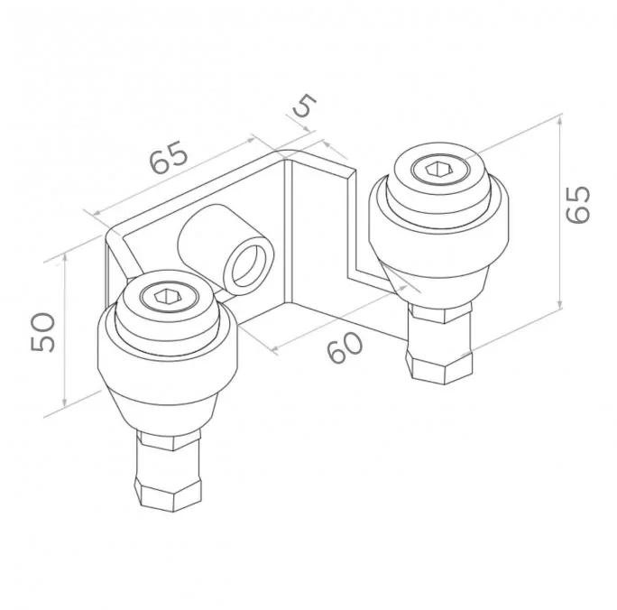 Uchwyt PSG 60.023 60mm górny do bram przesuwnych z 2 rolkami