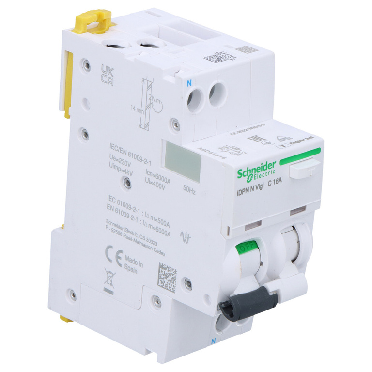 Residual current circuit breaker with overcurrent segment iDPNNVigi-C16-30-AC C 16A 1N-pole 30 mA AC type