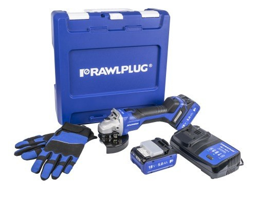 18V 125mm vinkelslip med variabel hastighetskontroll 2 5Ah batterier laddare 6,5A väska RawlCase