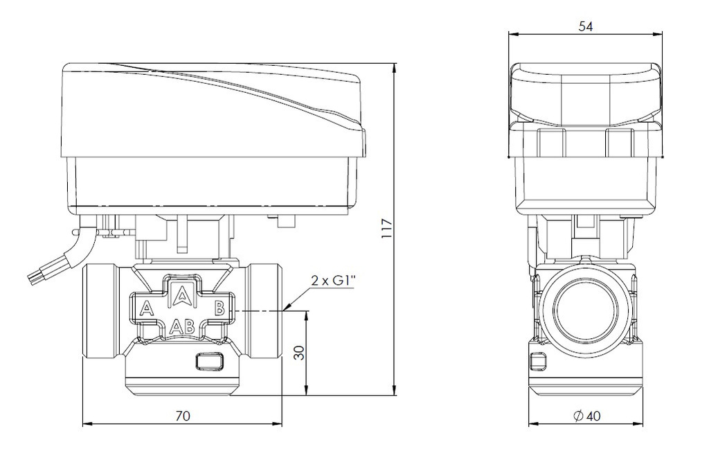 2-Wege-Zonenventil AZV 453, DN20, G1", Kvs 10 m3/h, NO , stromlos offen