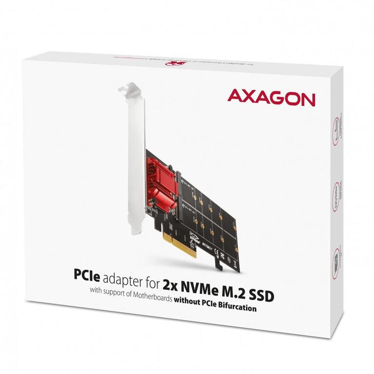 Adaptateur Axagon PCEM2-ND PCIe 2x NVME M.2