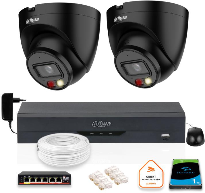 Set di 2 telecamere IP Dahua 4mpx IPC-HDW1439V-A-IL-BLACK con unità da 1TB
