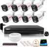 Kit de surveillance IP Dahua 8 caméras LED extérieures 50m WizColor 2K