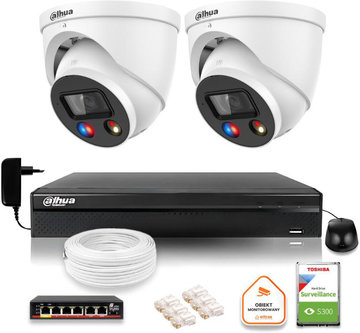 Dahua TIOC IP Surveillance Kit 5mpx 2K 2 kamery IPC-HDW3549H-AS-PV-0280B-S5 DVR s diskovou jednotkou pro nepřetržitý provoz