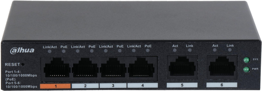 Switch Dahua CS4006-4GT-60 6-port 4x PoE 2x uplink 60W cloud managed