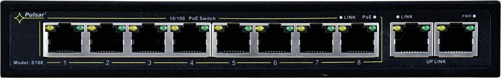 Switch POE PULSAR S108 10-PORT (8xPoE + 2xUPLINK) IEEE 802.3af/at, 48VDC / 30W/port (PoE+) 120W