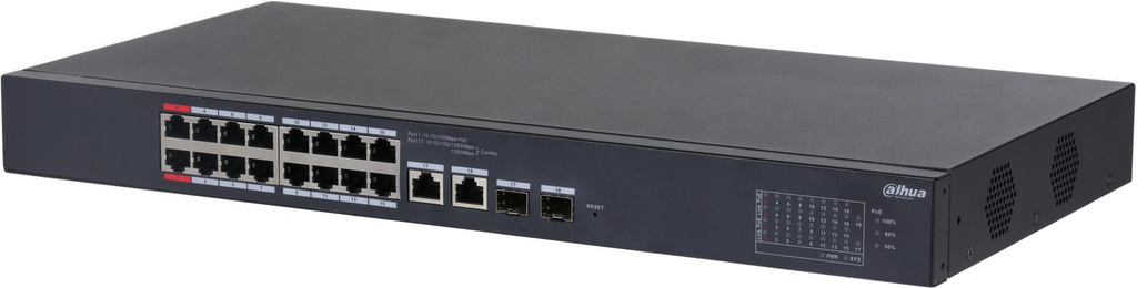 Commutateur Dahua CS4218 16 ports PoE 2 ports SFP 2 ports uplink 190W