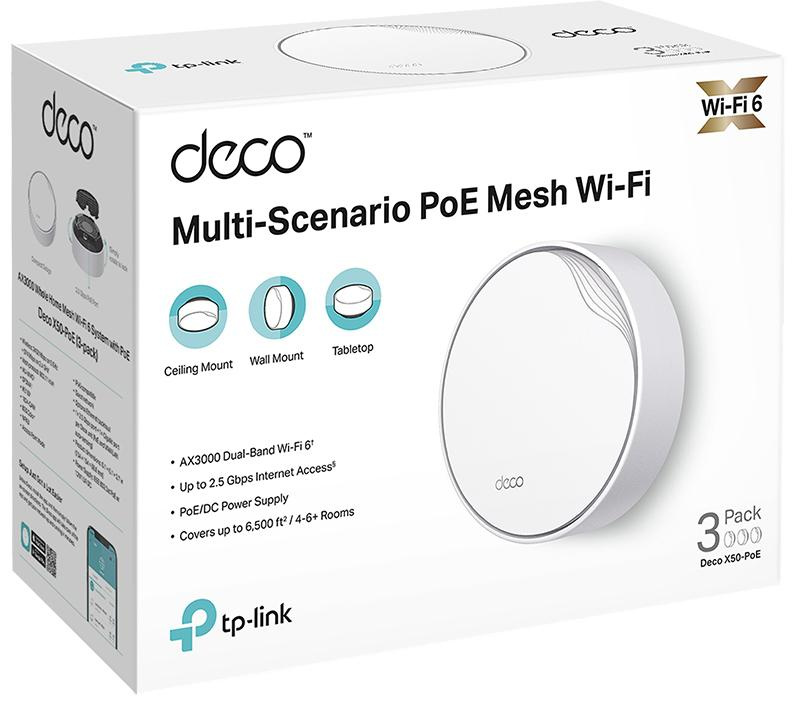 HOME WI-FI MESH SYSTEM TP-LINK DECO X50-POE (3-PACK)