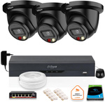 KIT OF 3 Dahua 5mpx IP Cameras IPC-HDW2549TM-S-IL-0280B-BLACK + 1TB HDD