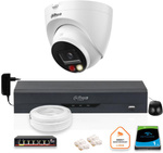 KIT Dahua IP Camera 8mpx IPC-HDW1839T-A-IL-0280B-S6 + DISK 1TB