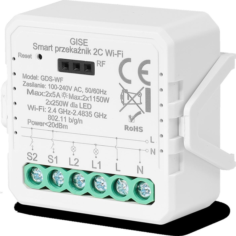 Modulo doppio relè intelligente GISE WiFi | Tuya | GDS-WF